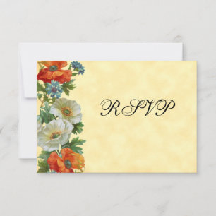 Vintage-Mohn-RSVP-Einladungsvorlage RSVP Karte