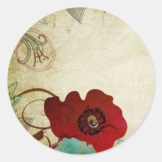 Vintage-Mohn Sticker (Vorderseite)