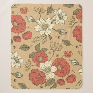 Vintage-Mohn- und Gänseblümchen-Blumen-nahtloses G Sherpadecke