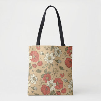 Vintage-Mohn- und Gänseblümchen-Blumen nahtloses G Tasche
