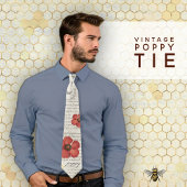 Vintage Mohnabbildung auf Zeitungspapier Krawatte