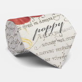 Vintage Mohnabbildung auf Zeitungspapier Krawatte (Gerollt)