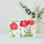 Vintage Mohnblume Postkarte (Stehend Vorderseite)