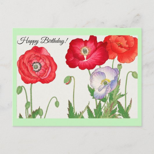 Vintage Mohnblume Postkarte (Vorderseite)