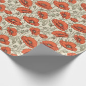 Vintage Mohnblumen-Blume Geschenkpapier (Ecke)
