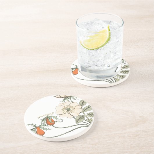 Vintage Mohnblumen-Blume Untersetzer (Seite)