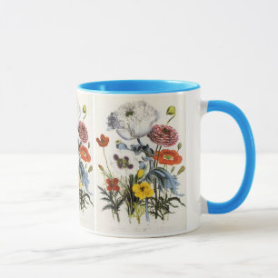Vintage Mohnblumen im Garten, viktorianische Blume Tasse