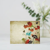 Vintage Mohnblumen-Postkarte Postkarte (Stehend Vorderseite)