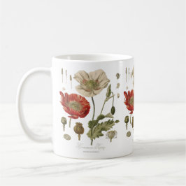 Vintage-Mohnblumen-Tasse mit botanischem Motiv für Kaffeetasse