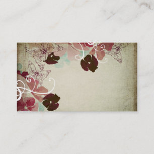 Vintage Mohnblumen und Schmetterlinge Visitenkarte