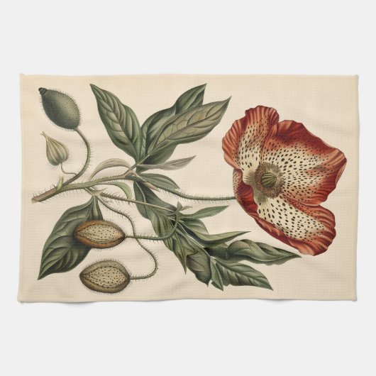 Vintage Mohnblüte Geschirrtuch (Horizontal)