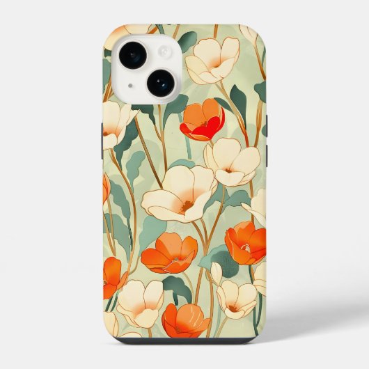 Vintage Mohnblüte iPhone Hülle (Rückseite)