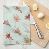 Vintage Mollusken (blau) Geschirrtuch (Viertel Falte)