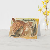 Vintage Momma Cat and Kittens, Geburtstag Karte (Gelbe Blume)