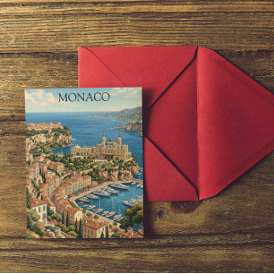Vintage-Monaco-Blick auf das Casino an der Französ Postkarte