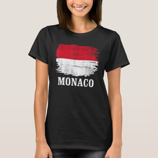 Vintage Monaco-Flagge T-Shirt (Vorderseite)