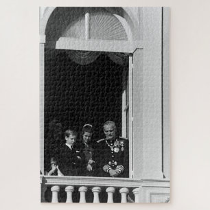 Vintage Monaco-Fürstenfamilie im Palast Balkon Puzzle