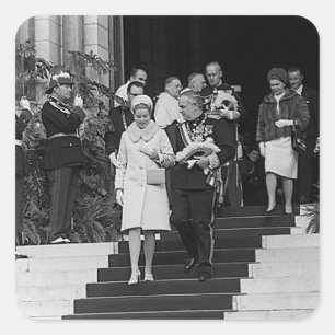 Vintage Monaco Prinz Albert und Prinzessin Grace Quadratischer Aufkleber