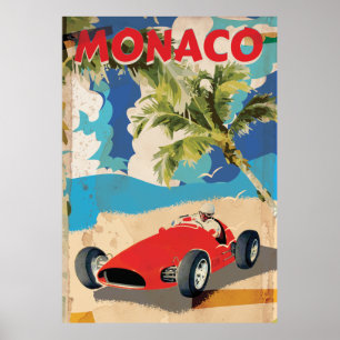 VINTAGE MONACO RENNEN REISEPLAKAT POSTER