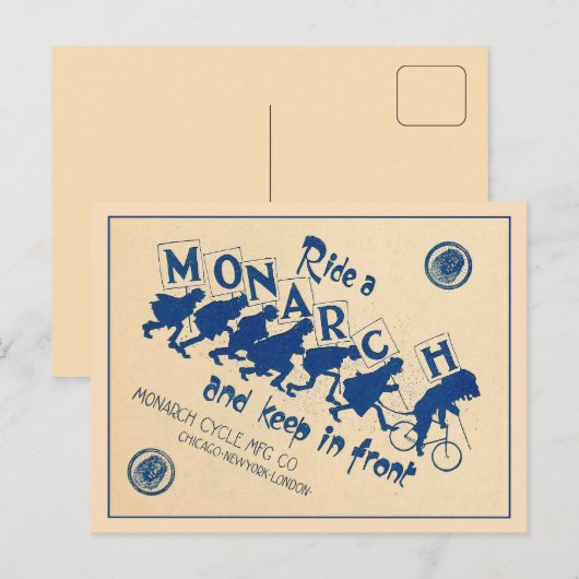 Vintage Monarchradwerbung Postkarte (Vorne/Hinten)