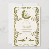Vintage Mond Botanischer Babyshower Einladung (Vorderseite)