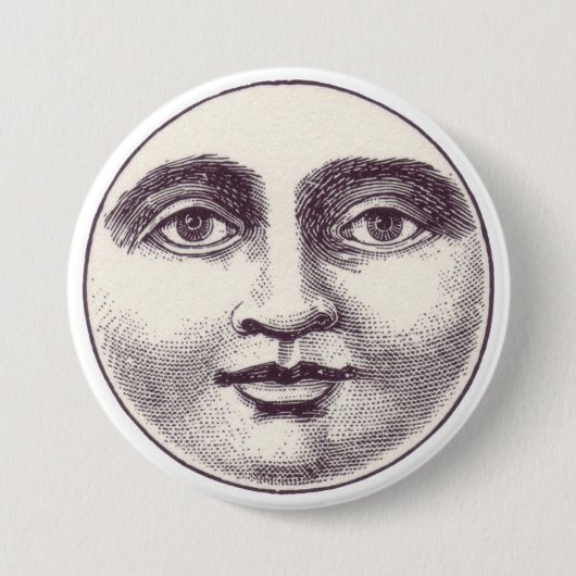Vintage Mond Gesicht Knopf Button (Vorderseite)