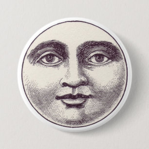 Vintage Mond Gesicht Knopf Button