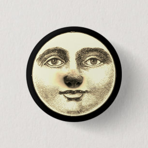 Vintage-Mond-Männchen-Hunde-Nase whimsisch  Button