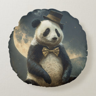 Vintage Mond Panda Rundes Kissen