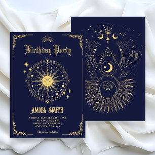 Vintage Mond Sonne Boho-Kunst-Symbol Geburtstag Einladung
