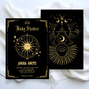 Vintage Mond Sonne Boho-Kunstsymbol Baby Shower Einladung