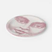 Vintage Mondgesicht in Rosa Pappteller (Schrägansicht)