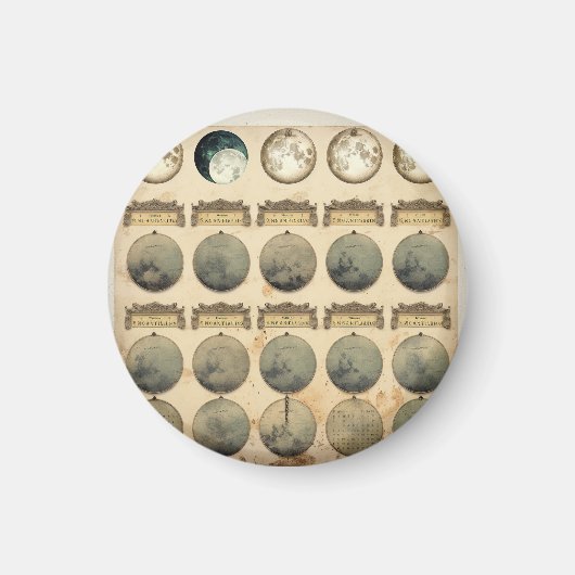 Vintage Mondkalender - Himmelsmondphasen Magnet (Vorne)