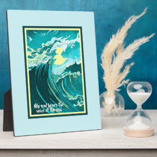 Vintage Mondkunst über einem Sturmmeer mit Zitat Fotoplatte