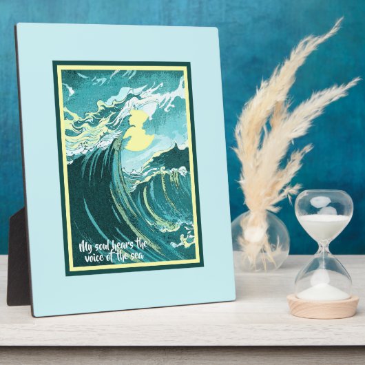 Vintage Mondkunst über einem Sturmmeer mit Zitat Fotoplatte (Seite)