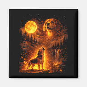 Vintage Mondlicht Hund Lustiger Beagle heult bei d Magnet