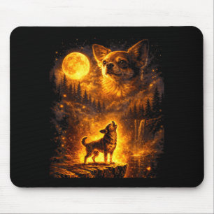 Vintage Mondlicht Hund lustiger Chihuahua heult Mousepad