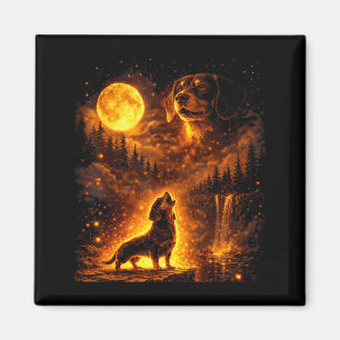 Vintage Mondlicht Hund lustiger Dachshund heult Magnet