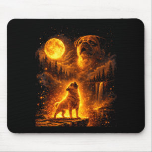 Vintage Mondlicht Hund Lustiger Pug heult bei dem Mousepad