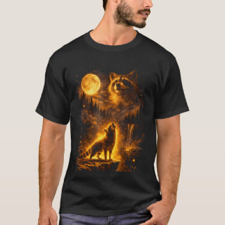 Vintage Mondlicht Tier Lustiger Waschbär Heult Den T-Shirt