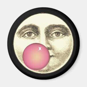 Vintage-Mondmann mit vollem Gesicht in rosa Bubble Magnet