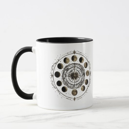 Vintage-Mondphasen-Kompass-Kaffeetasse Tasse (Links)