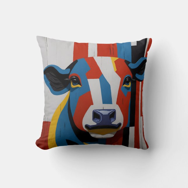 vintage mondrian animal cow  kissen (Vorderseite)