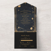 Vintage Mondstars Hochzeit All In One Einladung (Innen Boden)