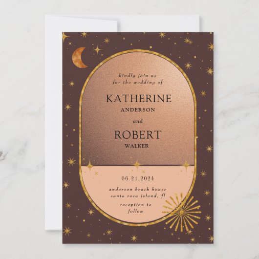 Vintage Mondstars Hochzeit Einladung (Vorderseite)