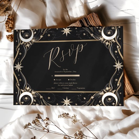 Vintage Mondstars Hochzeit RSVP Karte