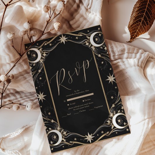 Vintage Mondstars Hochzeit RSVP Karte