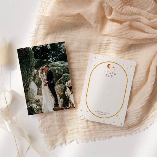 Vintage Mondstars Hochzeiten Foto Dankeskarte