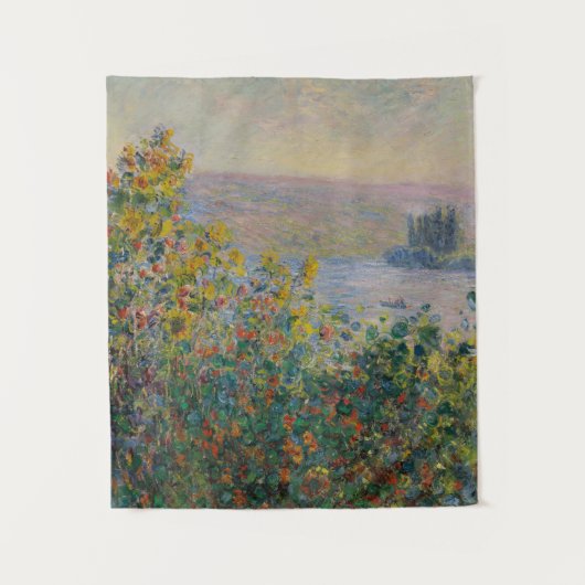 Vintage Monet Blume Beds bei Vétheuil Wandteppich (Vorderseite)