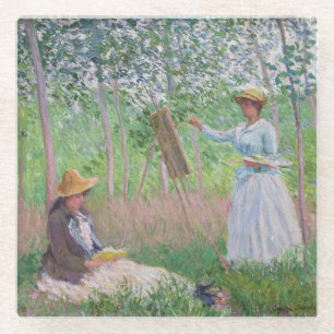 Vintage-Monet-Waldkunst mit gesprenkeltem Sonnenli Glasuntersetzer